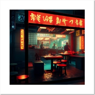 Cyberpunk Tokyo Ramen Shop Posters and Art